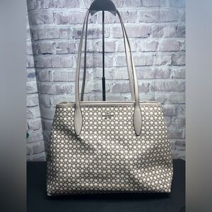kate spade vanilla taupe interlocking spades coated canvas tote